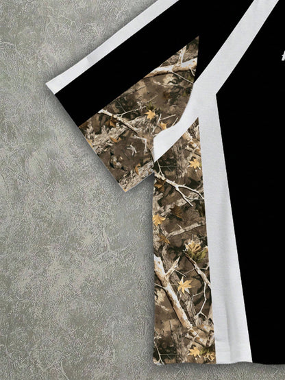 Boxy Cropped Black & White Camouflage Patchwork Jersey