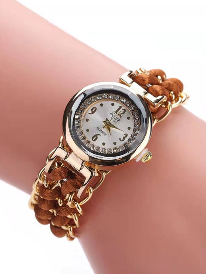 Elegant Rhinestone Bracelet Watch with Adjustable Strap