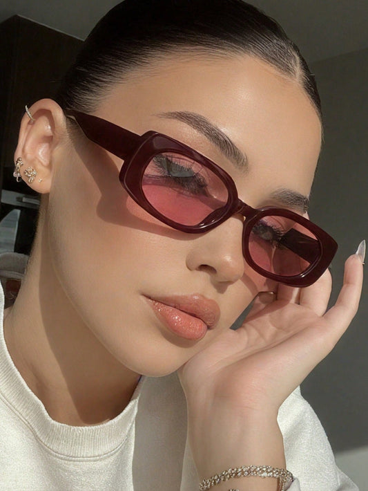 Retro Burgundy Oval Small Frame Fashion Glasses