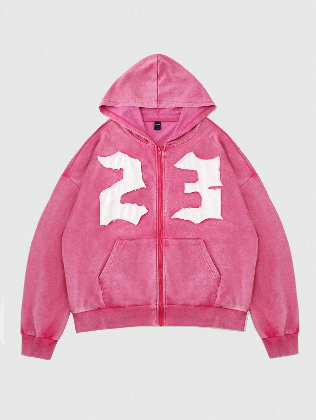 Vintage Pink Y2K Washed Graphic Embroidered Hoodie
