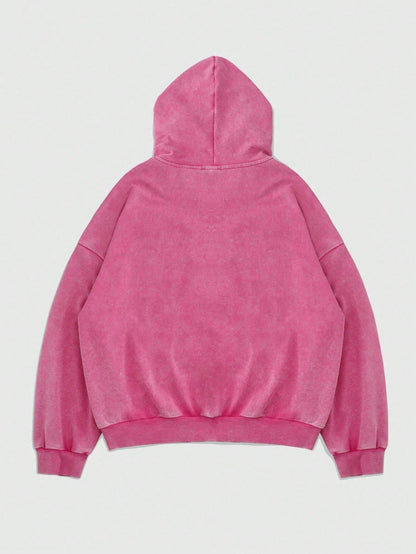 Vintage Pink Y2K Washed Graphic Embroidered Hoodie