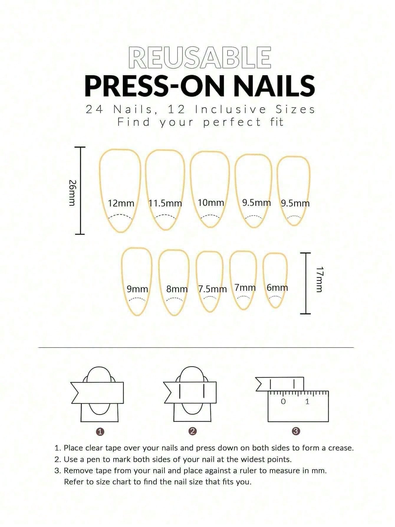 24pcs French Almond 3D Lemon & Blue Plaid Nails