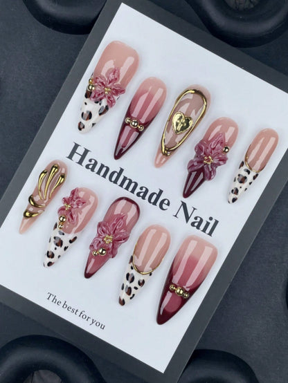 Y2K Leopard Punk Chrome Long Stiletto Press-On Nails