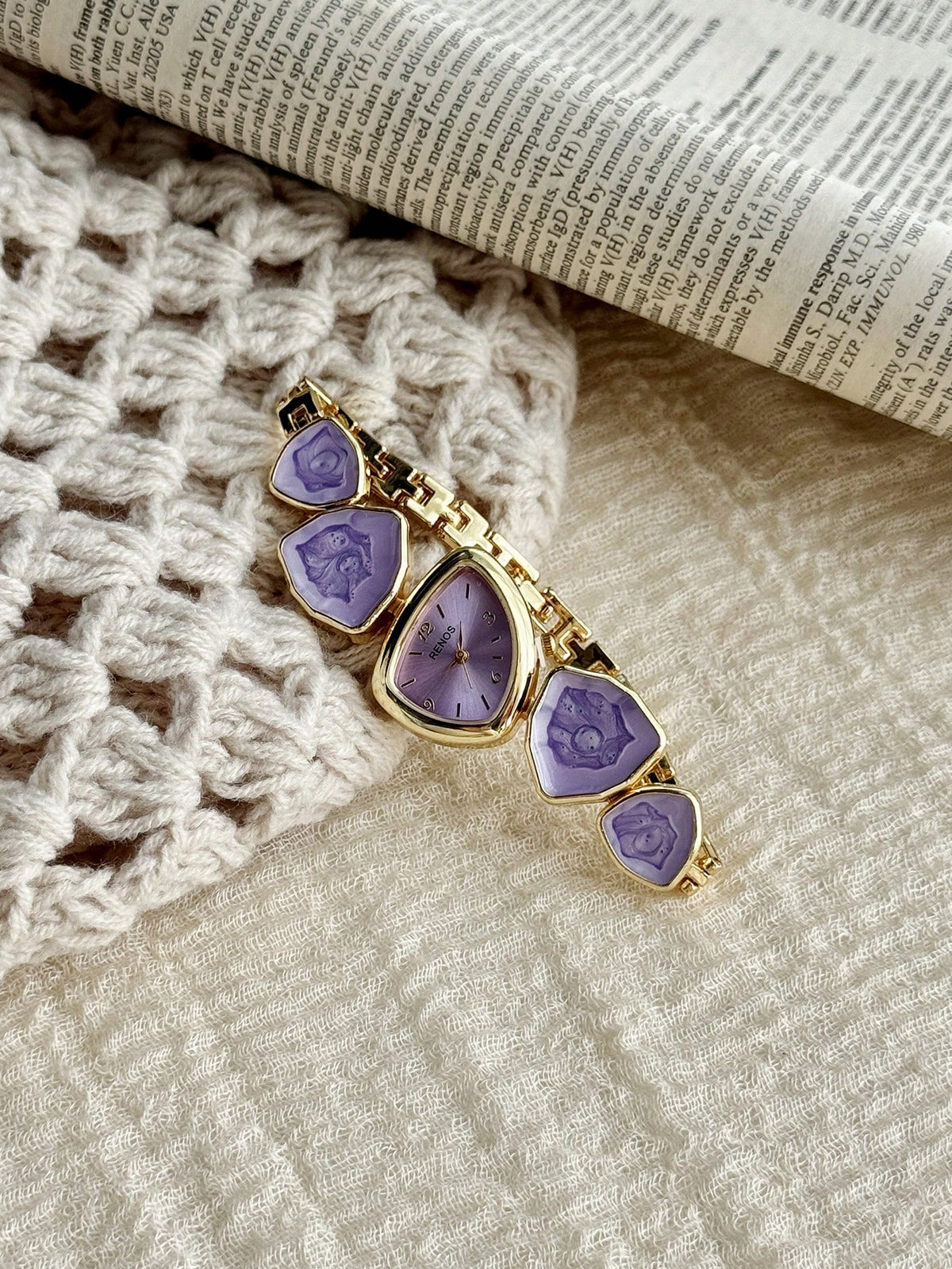 Gold Tone Asymmetric Bracelet Watch with Arabic Dial