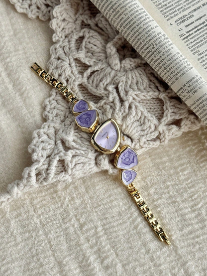 Gold Tone Asymmetric Bracelet Watch with Arabic Dial