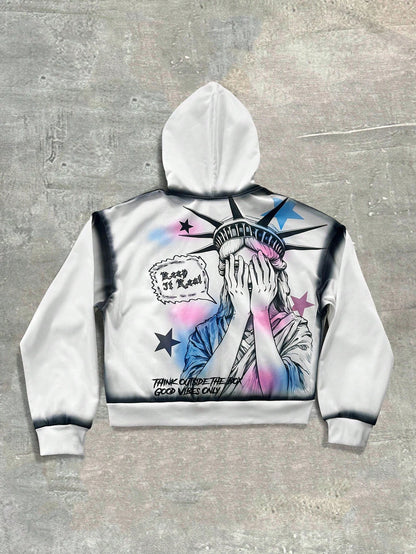 Men Statue Of Liberty Graphic Hoodie