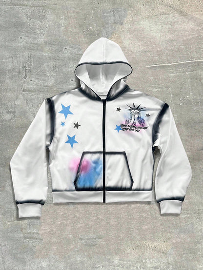 Men Statue Of Liberty Graphic Hoodie