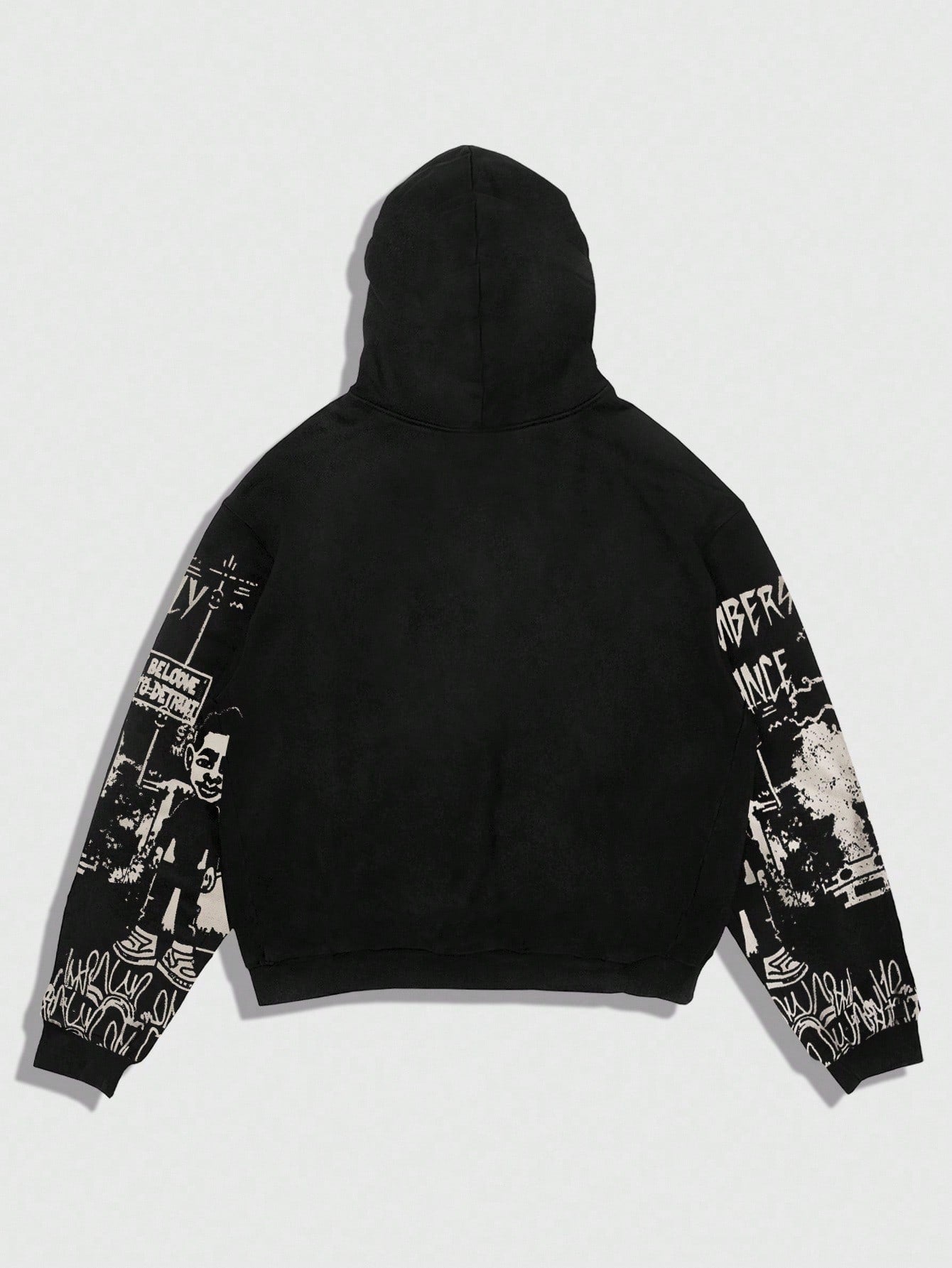 Men Cartoon Letter Graphic Zip Hoodie