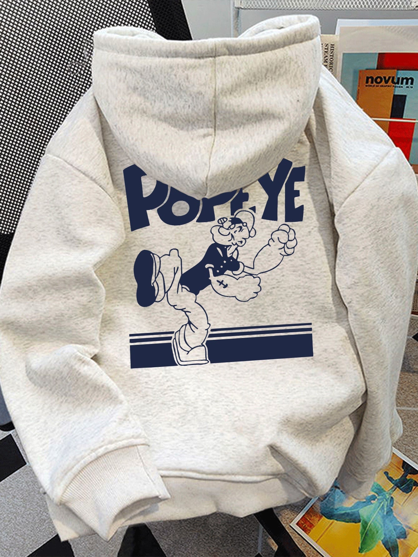 Slouchy Cartoon Gray Hoodie