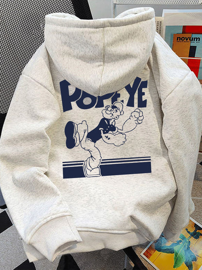Slouchy Cartoon Gray Hoodie