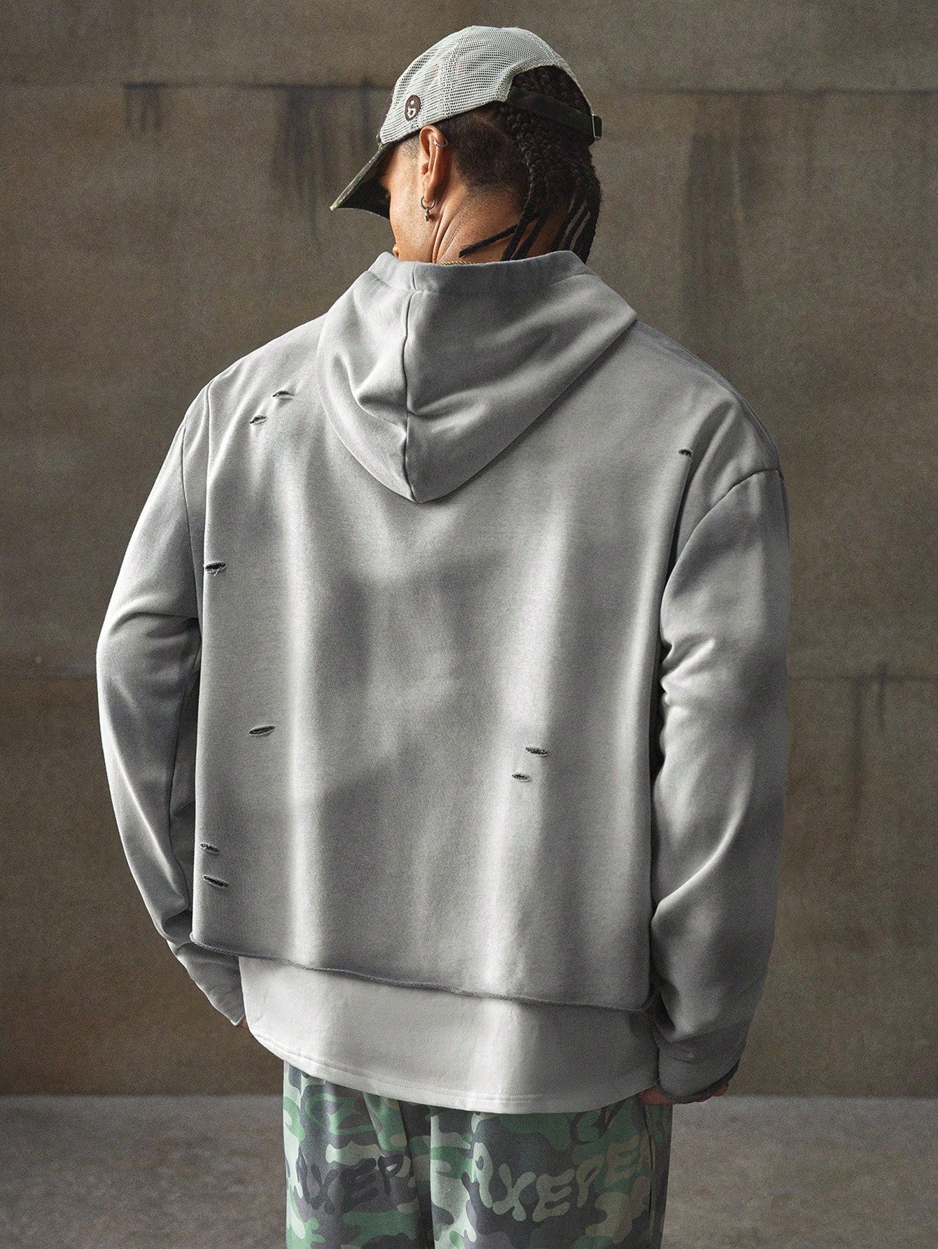 Men's Ripped Casual Long Sleeve Hoodie