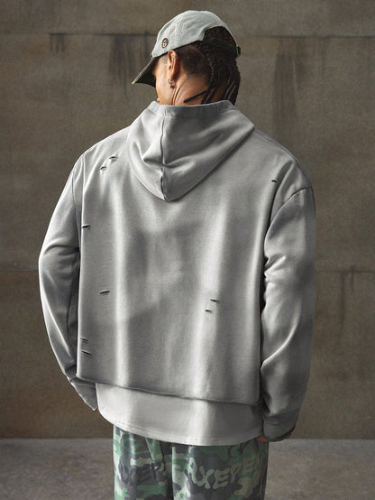 Men's Ripped Casual Long Sleeve Hoodie
