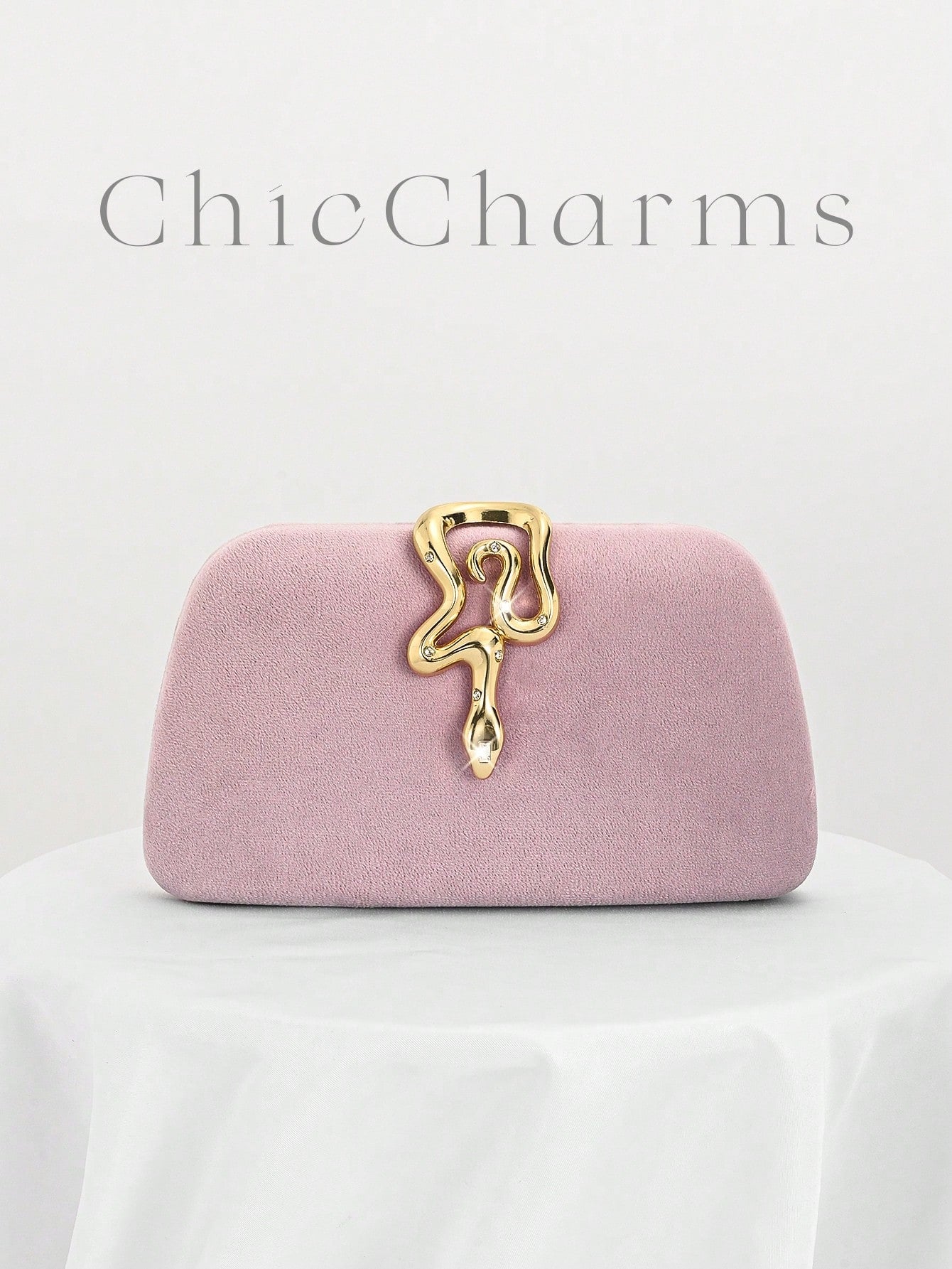 Elegant Velvet Evening Clutch Bag with Rhinestone Chain