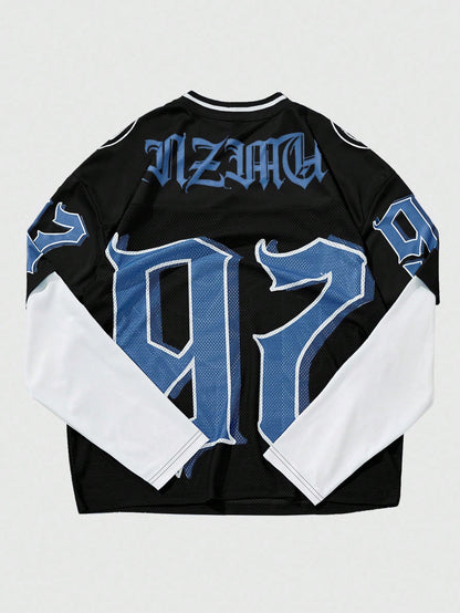 Multicolor Deep V-Neck Knitted Mesh 97 Numeric Jersey