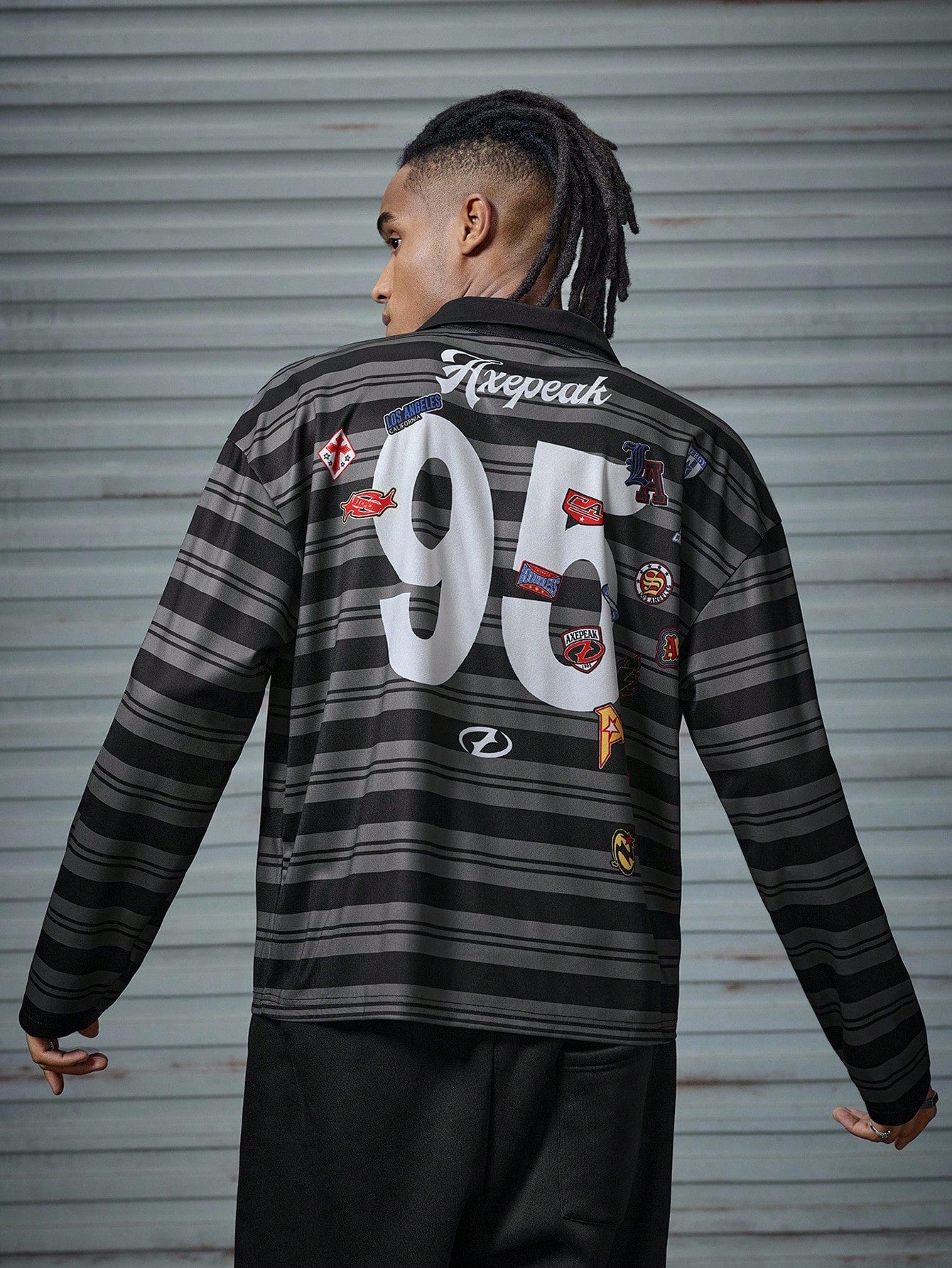 Men's Hip Hop Loose Long Sleeve Polo Shirt