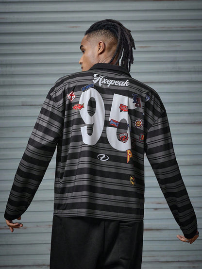 Men's Hip Hop Loose Long Sleeve Polo Shirt