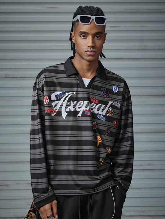 Men's Hip Hop Loose Long Sleeve Polo Shirt
