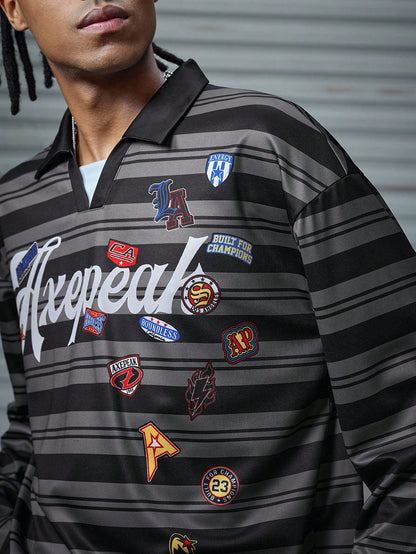 Men's Hip Hop Loose Long Sleeve Polo Shirt