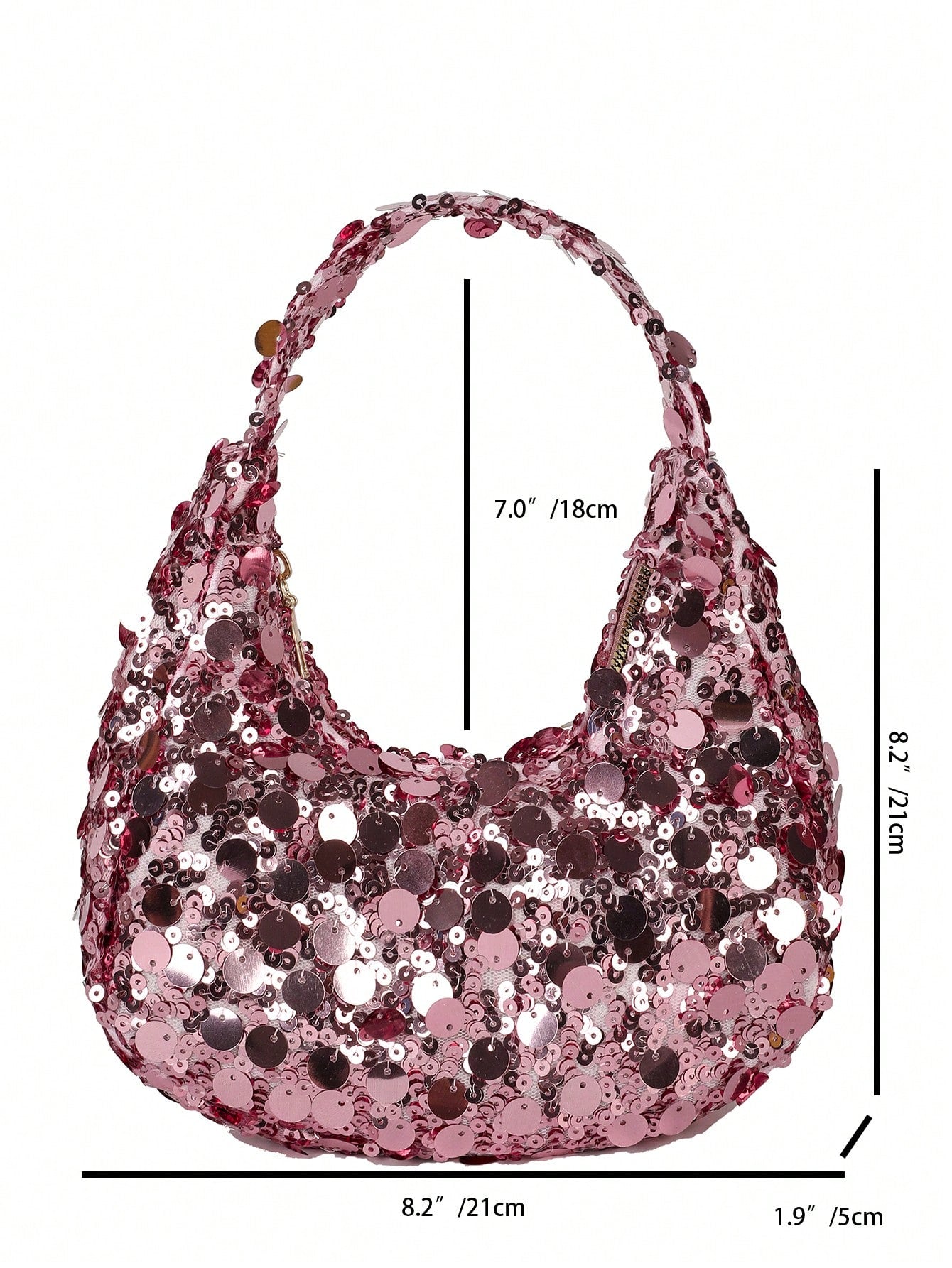 Quilted Sequin Crescent Evening Handbag Party Clutch