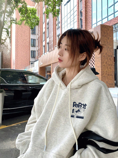 Slouchy Cartoon Gray Hoodie