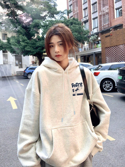 Slouchy Cartoon Gray Hoodie