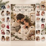 Personalized Family Advent Calendar with 24 Custom Photo Acrylic Ornaments, Baby’s First Christmas Gift, New Parents Keepsake, Family Gift