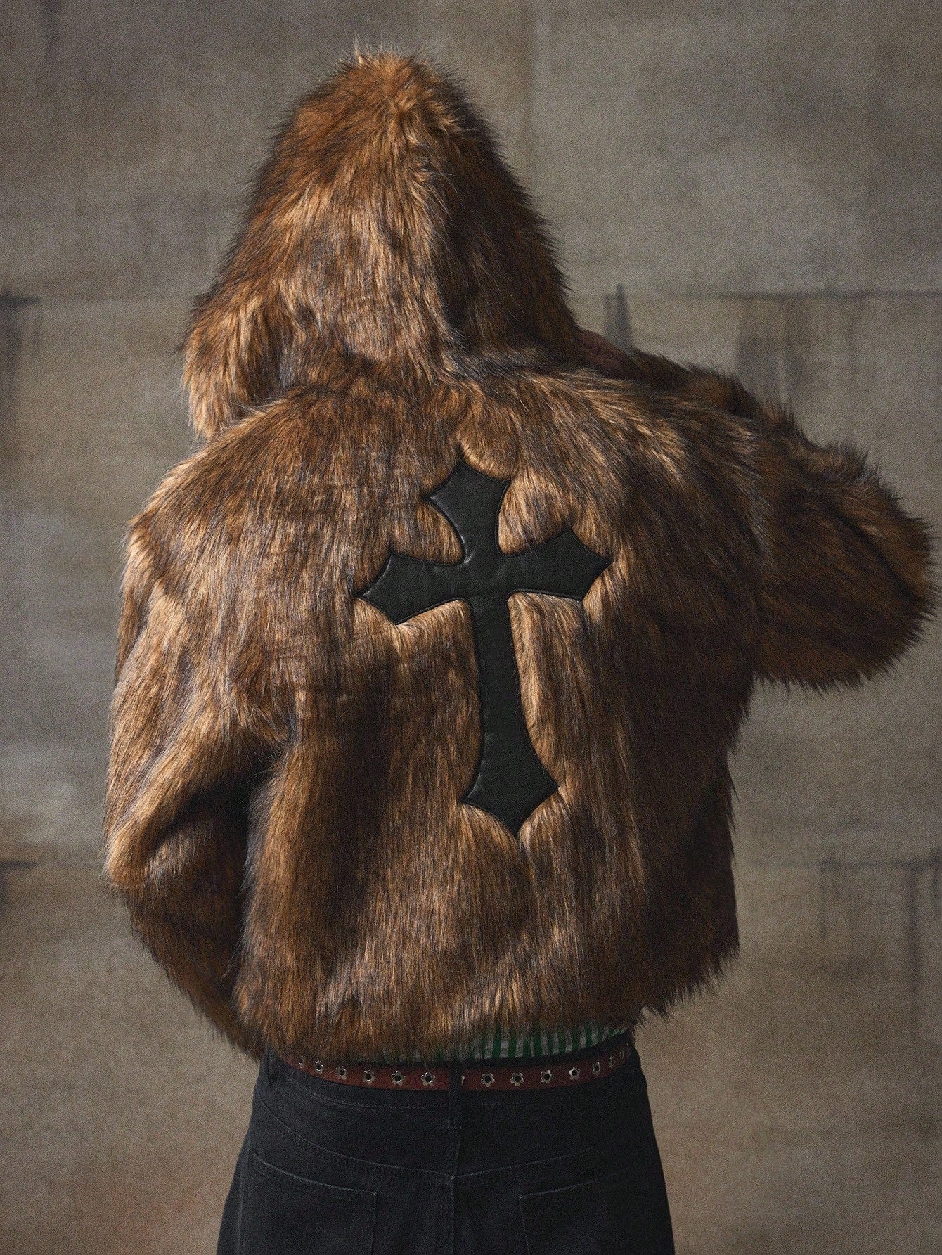 Men Vintage Cross Hooded Jacket