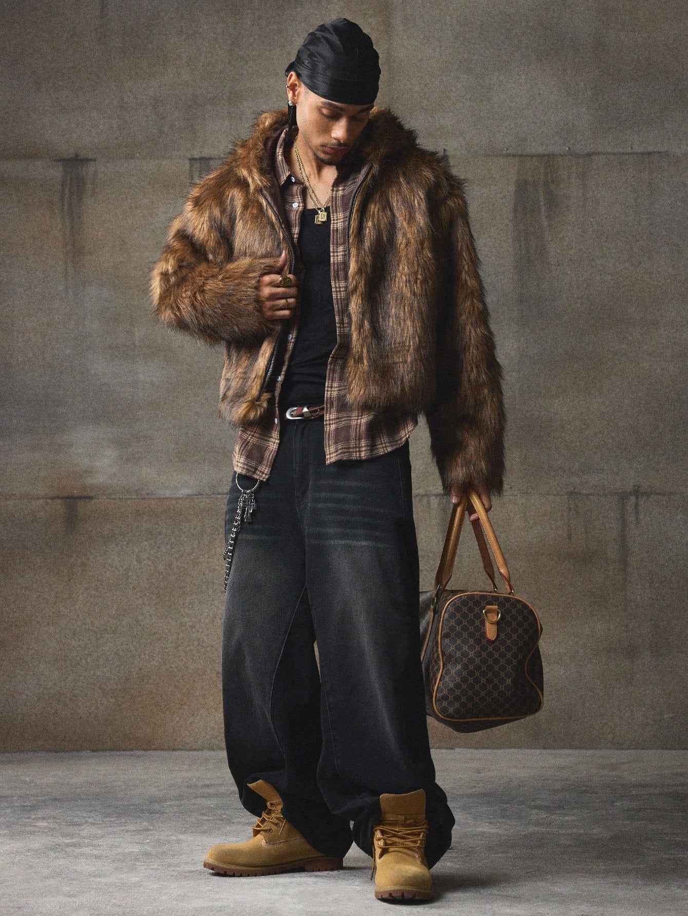 Men Vintage Cross Hooded Jacket