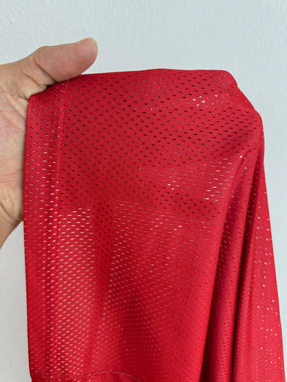 Unisex Red and White Mesh Long Sleeve V-Neck Jersey