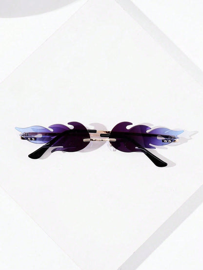 Rimless Fire Flame Sunglasses Rave Festival Eyewear