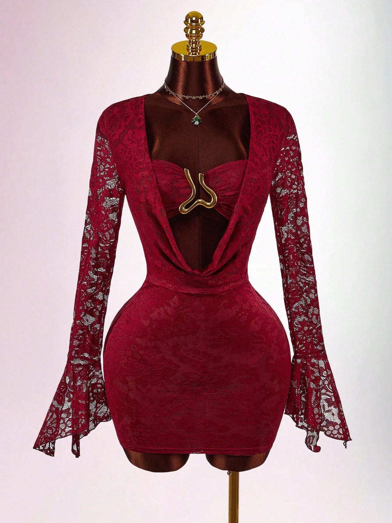 Sexy Metallic Plunging Draped Mini Dress