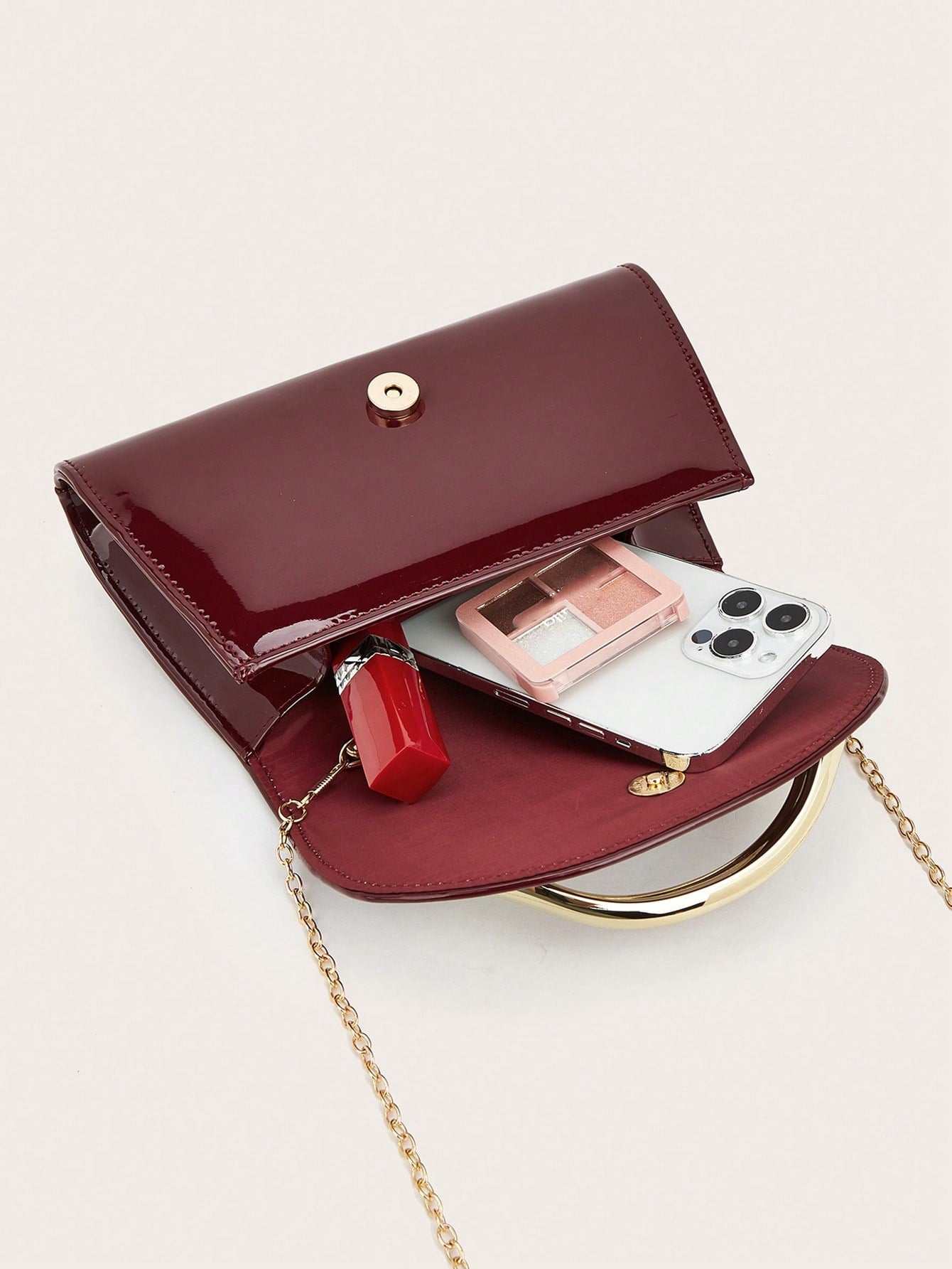 Elegant Large Patent Leather Evening Clutch Bag