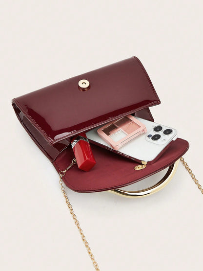 Elegant Large Patent Leather Evening Clutch Bag