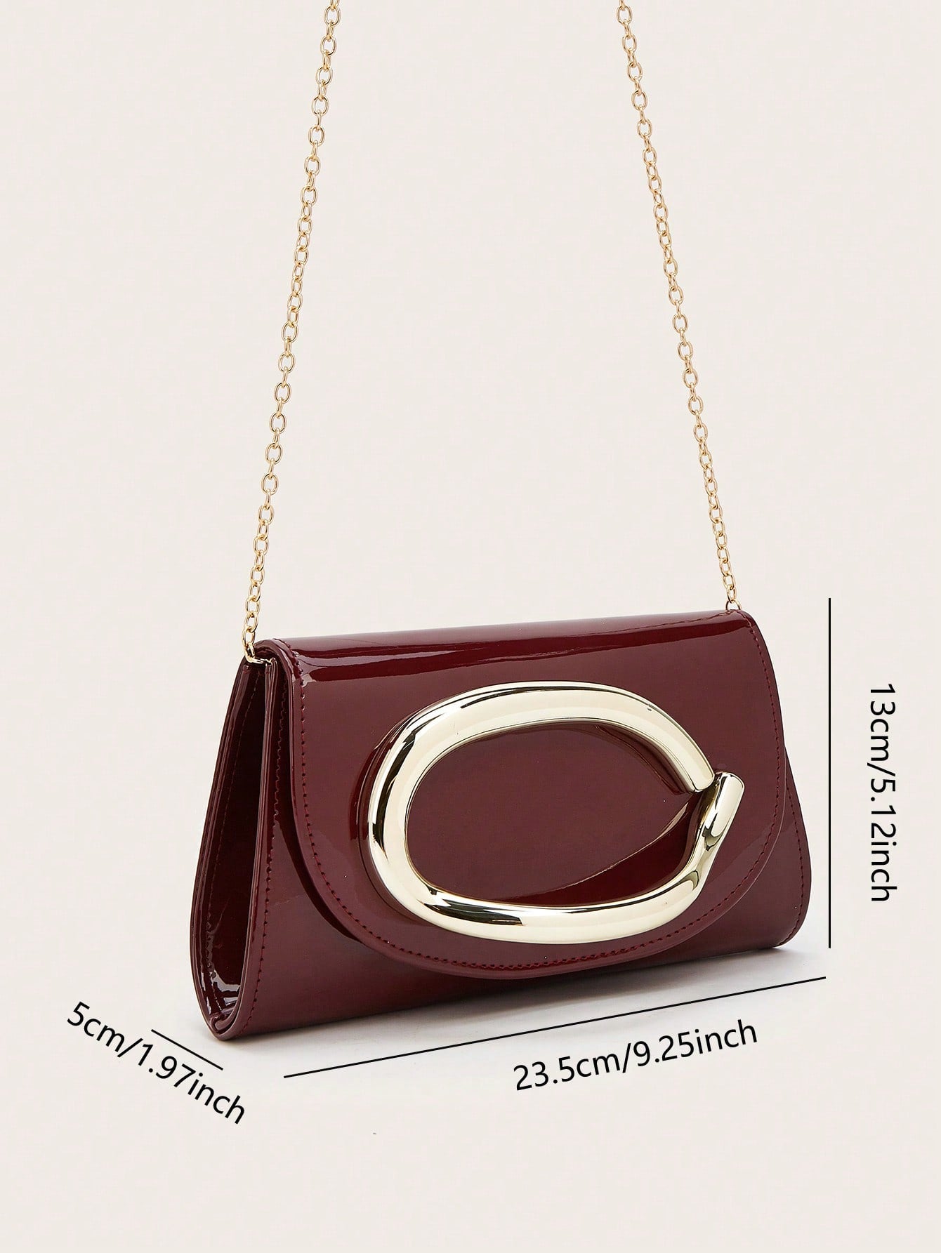 Elegant Large Patent Leather Evening Clutch Bag