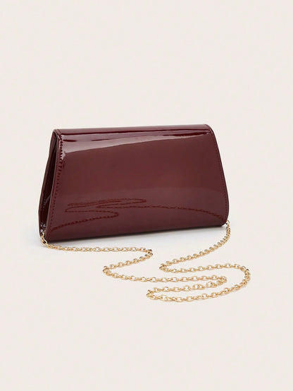 Elegant Large Patent Leather Evening Clutch Bag