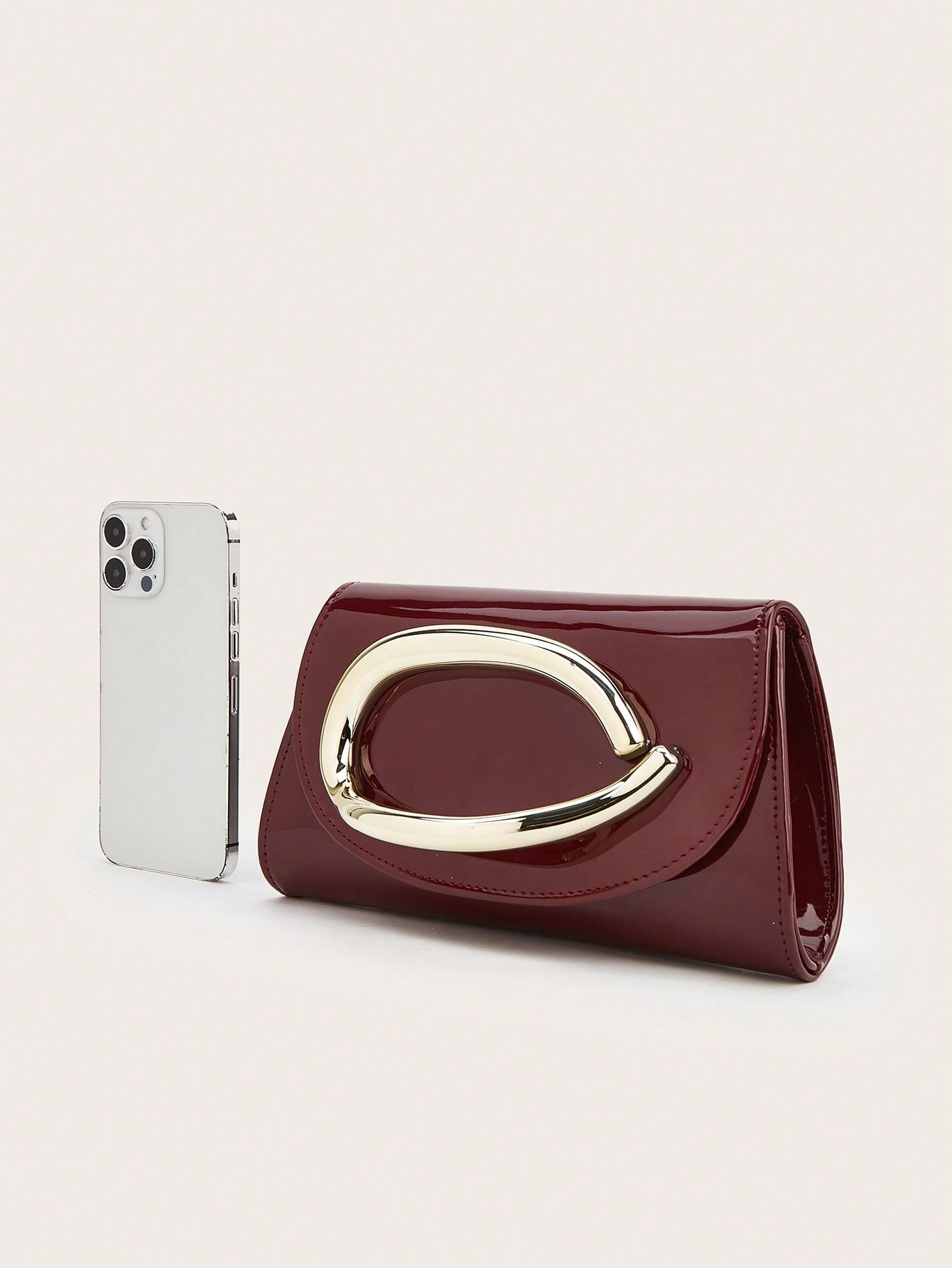 Elegant Large Patent Leather Evening Clutch Bag