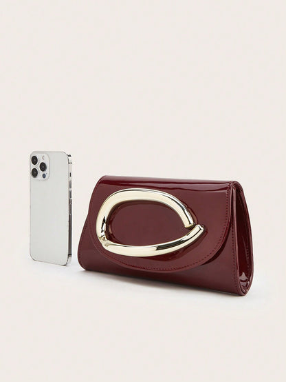 Elegant Large Patent Leather Evening Clutch Bag