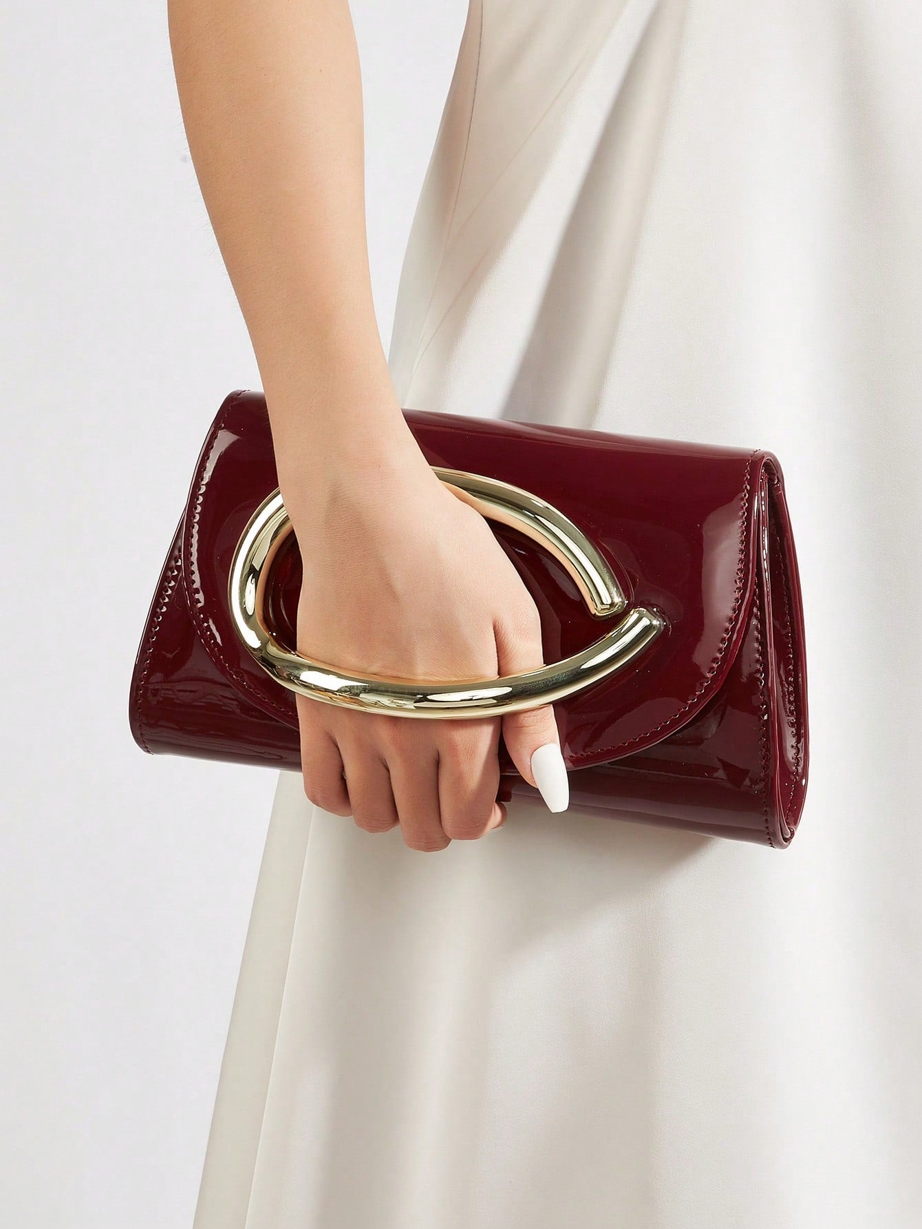 Elegant Large Patent Leather Evening Clutch Bag