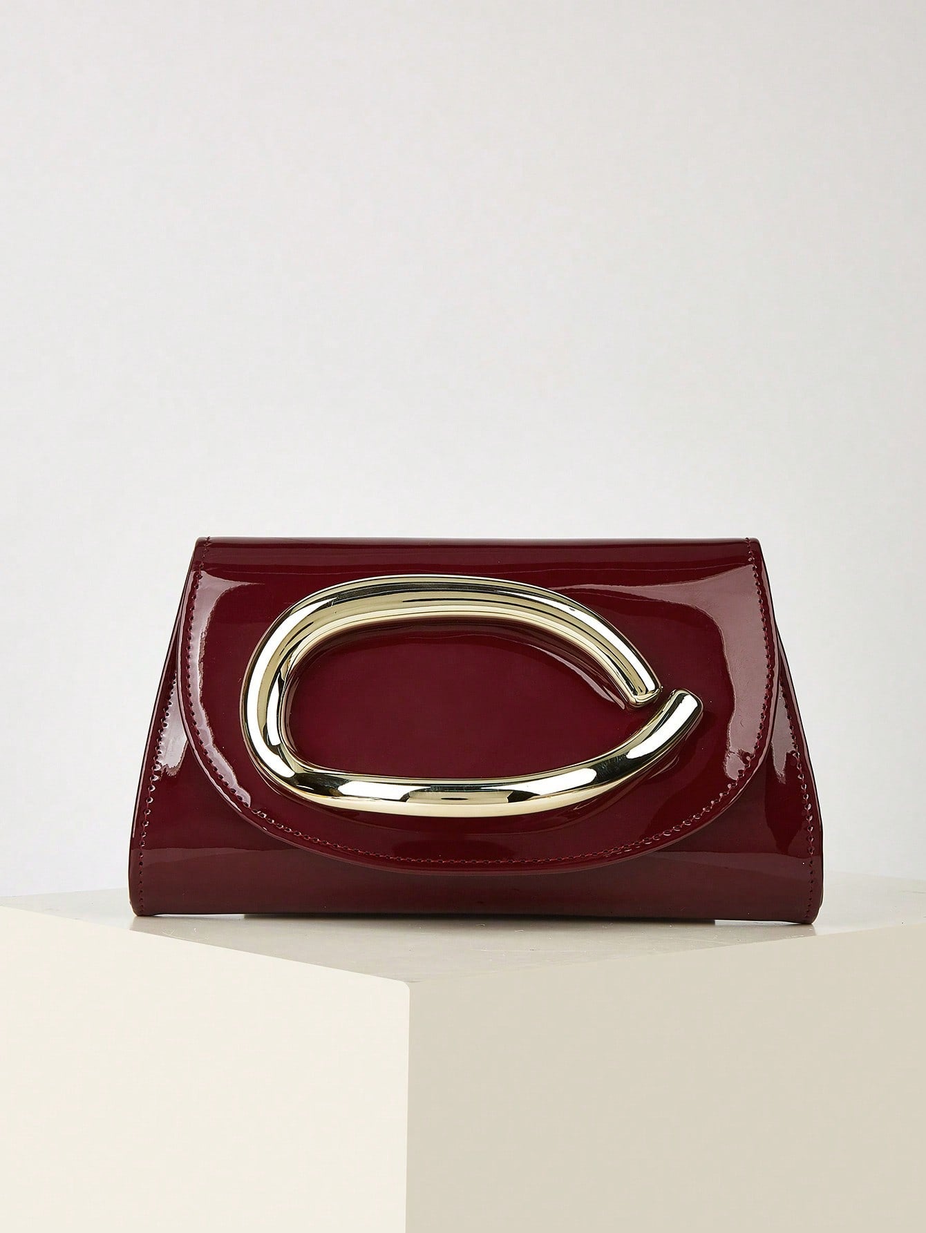 Elegant Large Patent Leather Evening Clutch Bag
