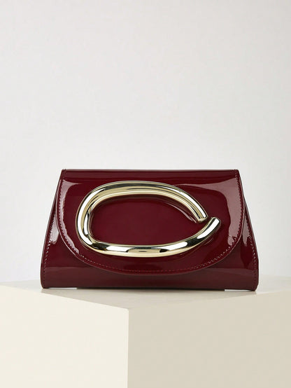 Elegant Large Patent Leather Evening Clutch Bag