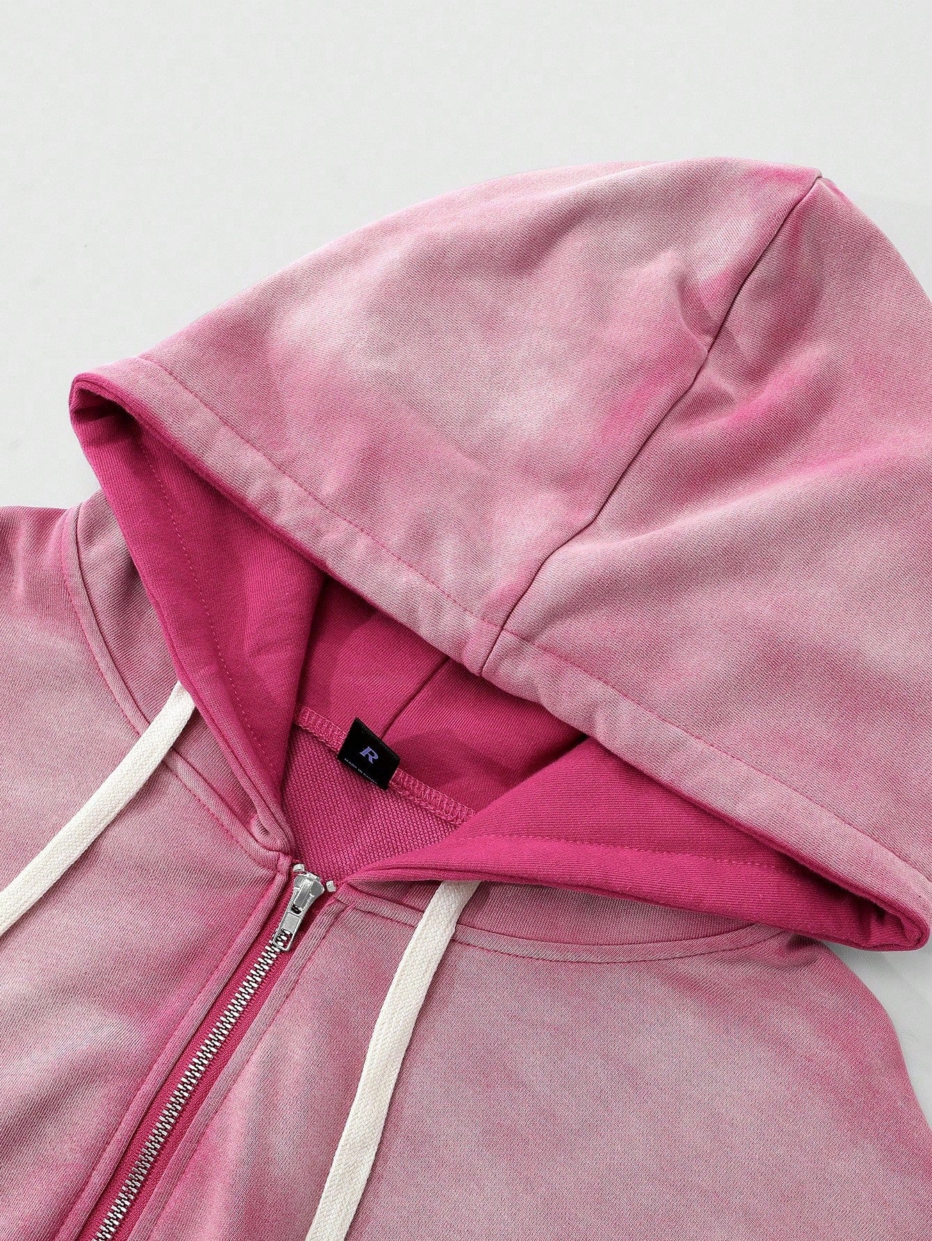 ROMWE Men Vintage Pink Y2K K-Pop Zip Hoodie