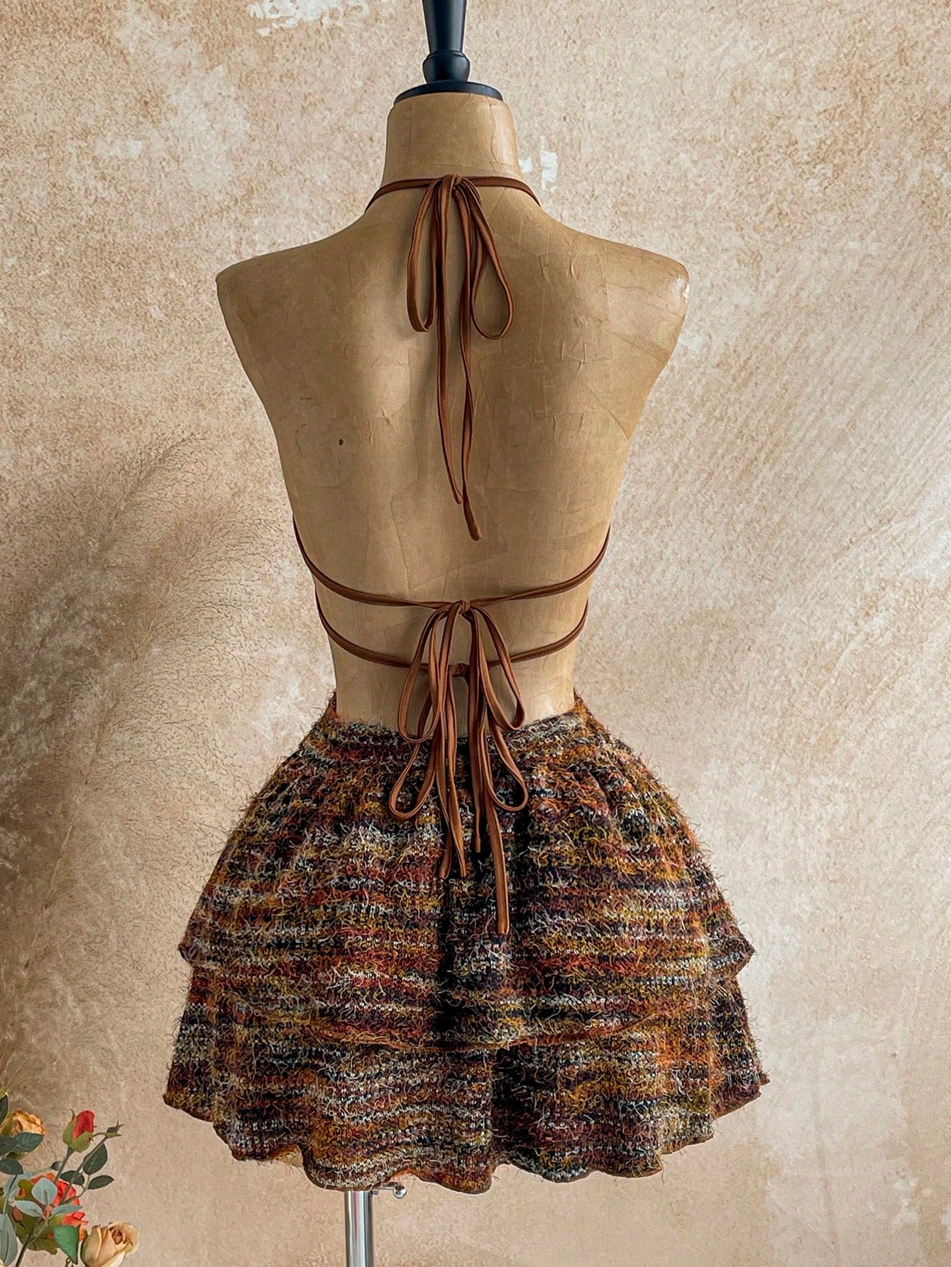 Multicolor Halter Cami Mini Dress