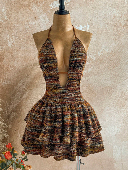 Multicolor Halter Cami Mini Dress