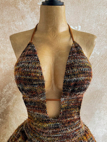 Multicolor Halter Cami Mini Dress