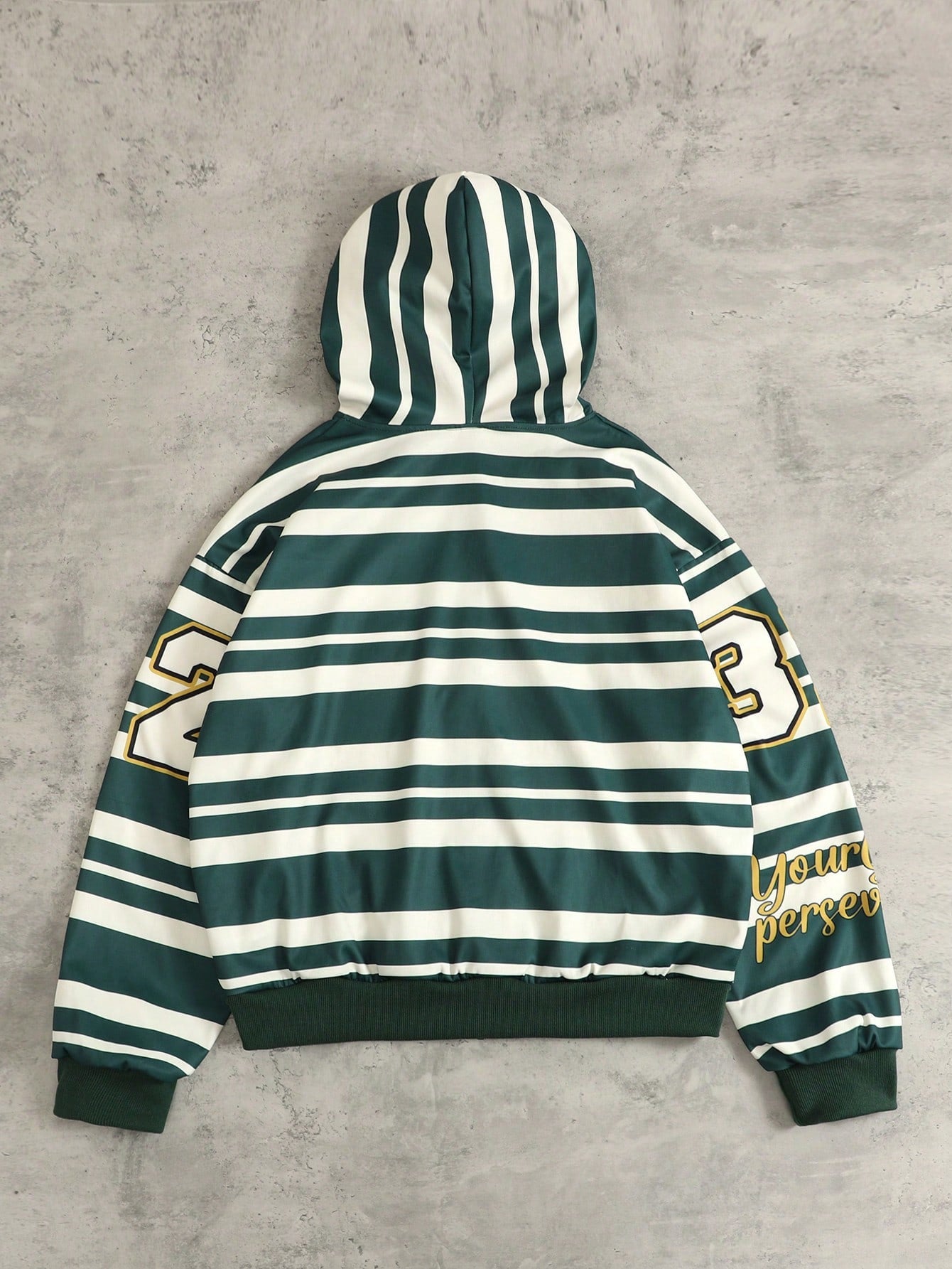 Men's Zip Collar Striped Casual Hoodie