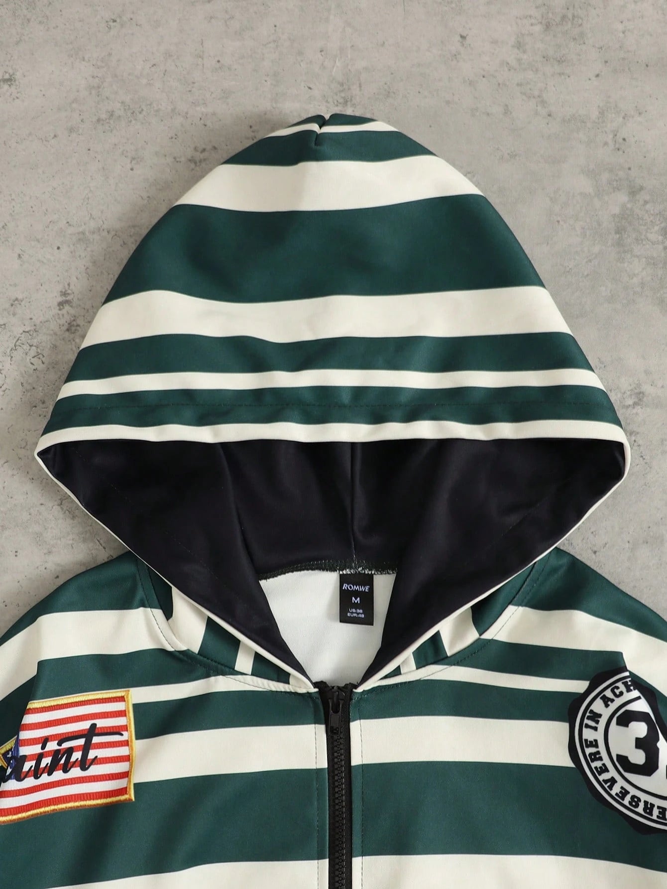 Men's Zip Collar Striped Casual Hoodie