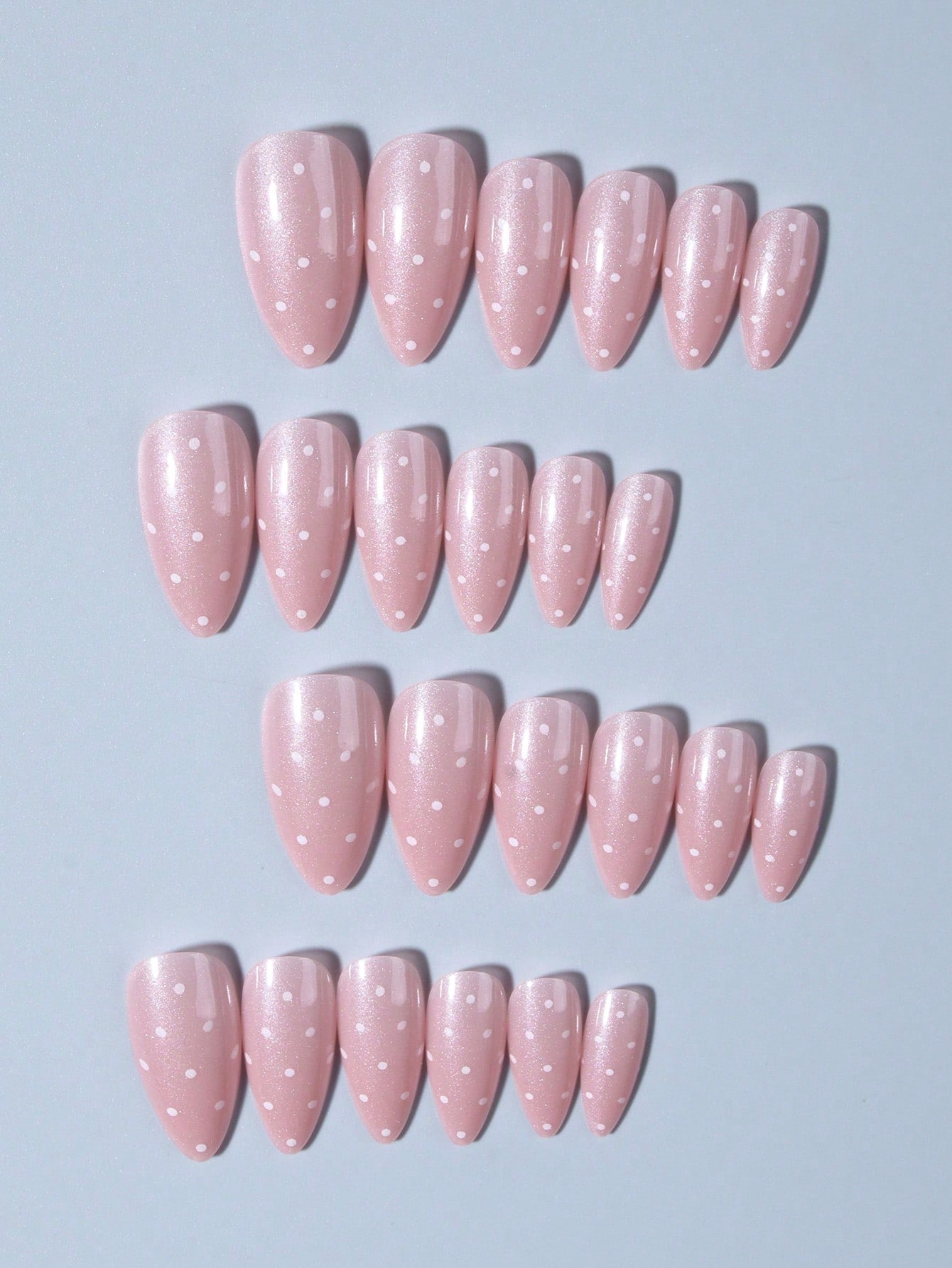 Polka Dot Glitter Long Almond Press-On Nails (24pcs)