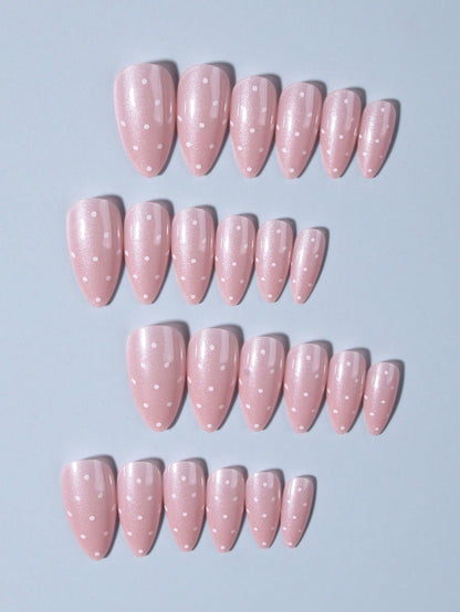 Polka Dot Glitter Long Almond Press-On Nails (24pcs)