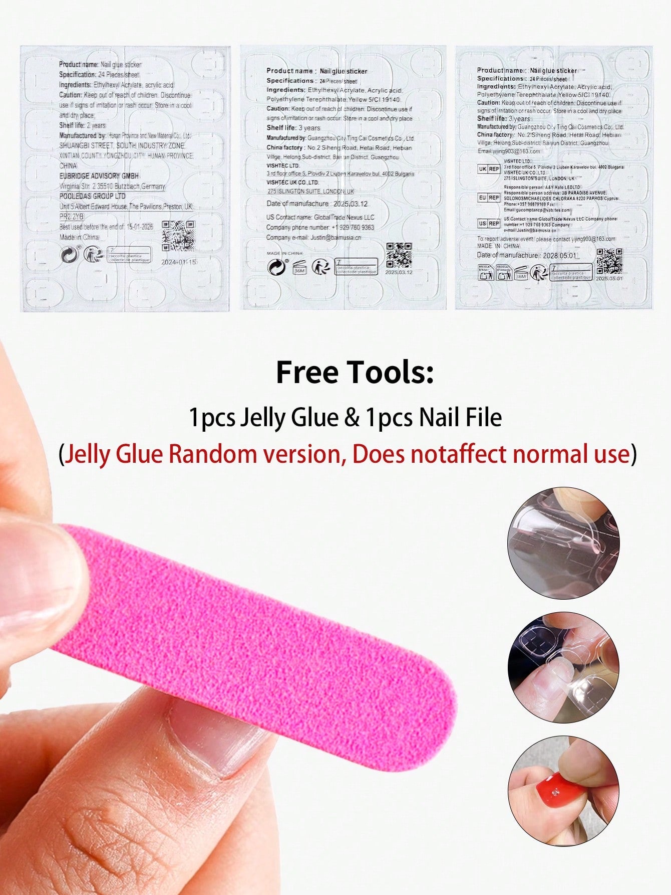 Polka Dot Glitter Long Almond Press-On Nails (24pcs)