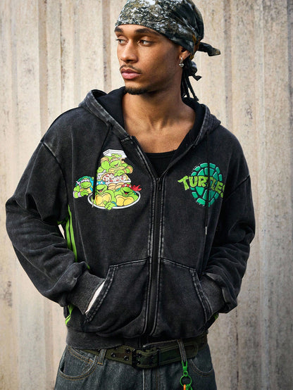 Men's TMNT Printed Zip-Up Hooded Sweatshirt